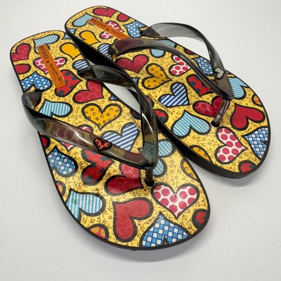 Mellisa by Romero Brito Flip Flops Women's Size 10 Multicolor Brazilian Artist - Picture 2 of 13